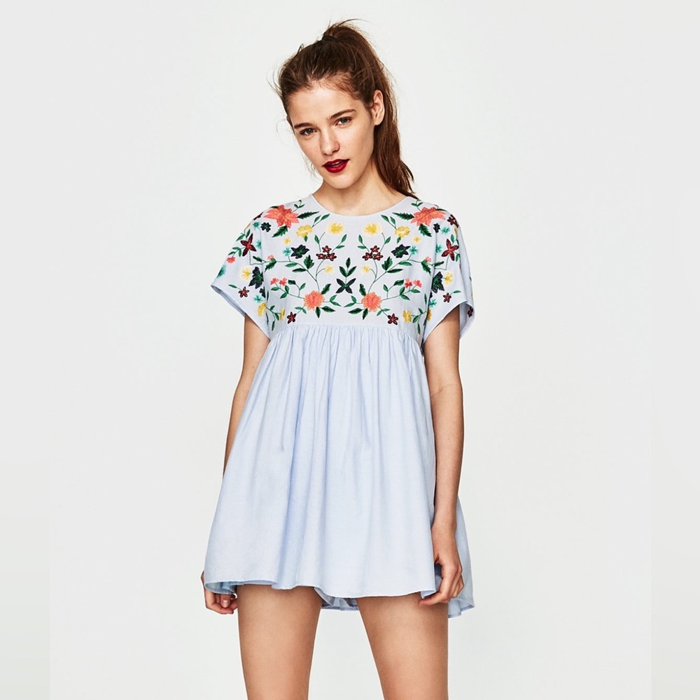 JOA floral embroidered babydoll dress size M